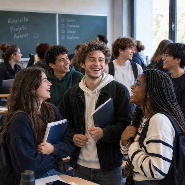 Étudiant travaillant sur un projet fil rouge